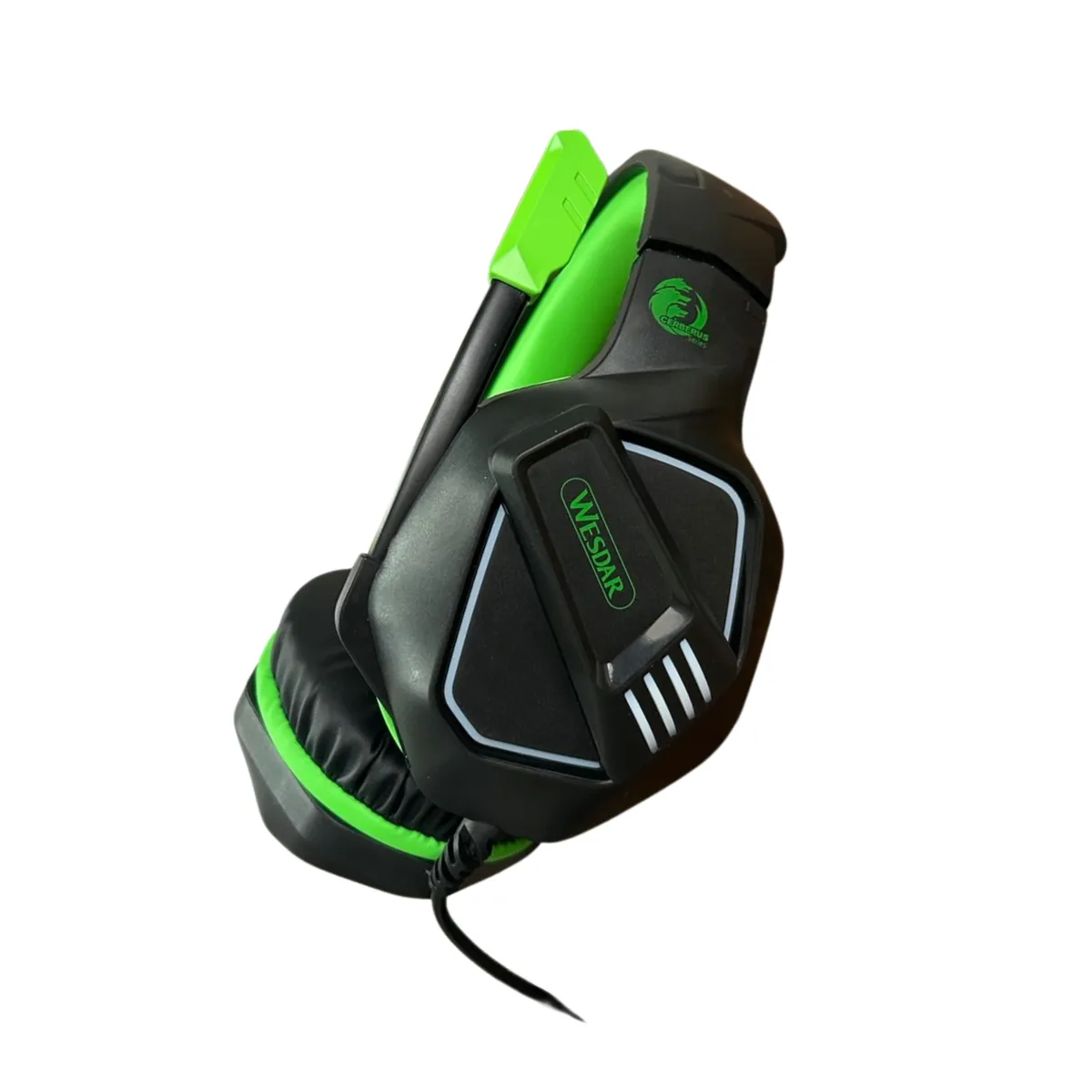 WESDAR - Wesdar - Auriculares HeadSet con Cables RGB Led - Negro y Verde