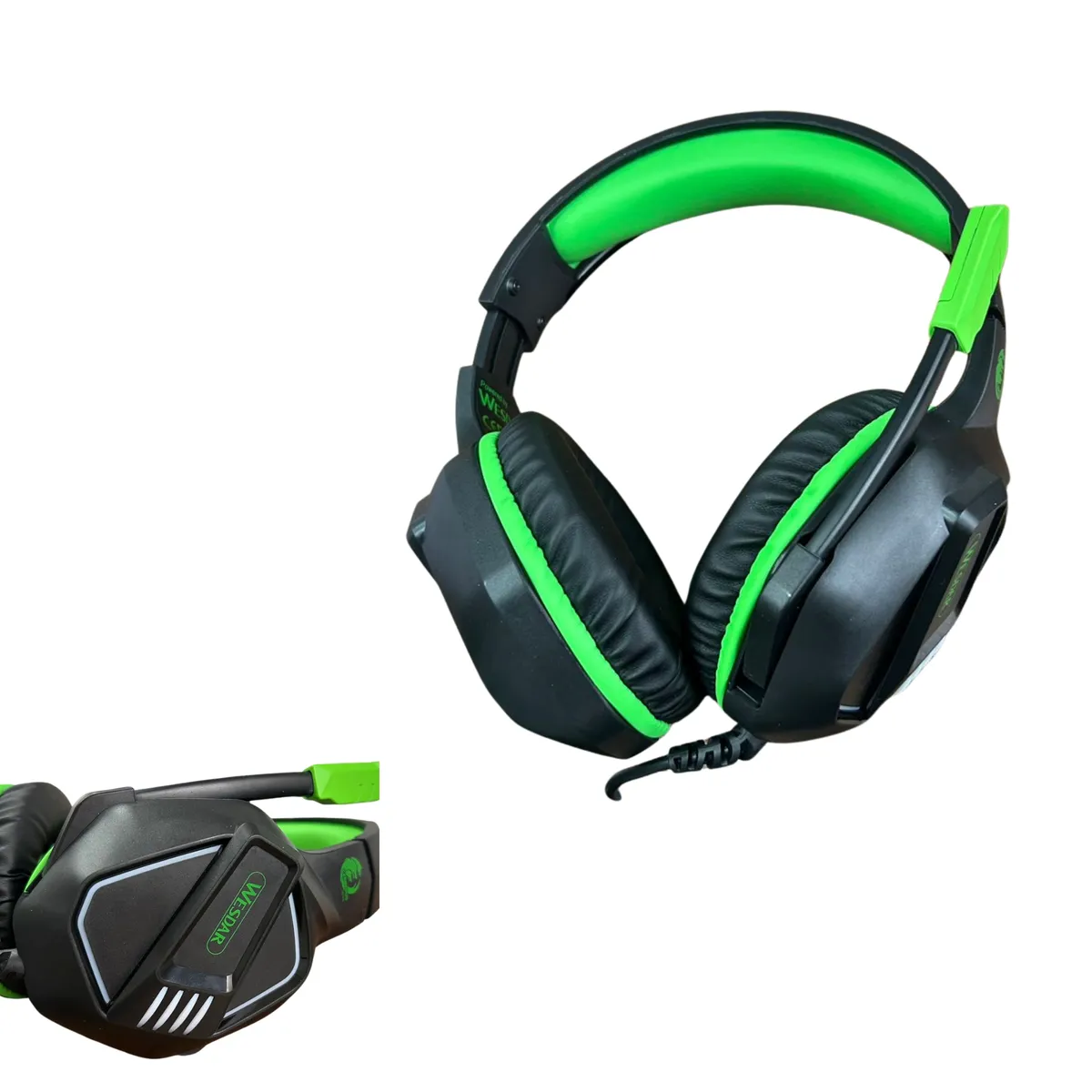 WESDAR - Wesdar - Auriculares HeadSet con Cables RGB Led - Negro y Verde