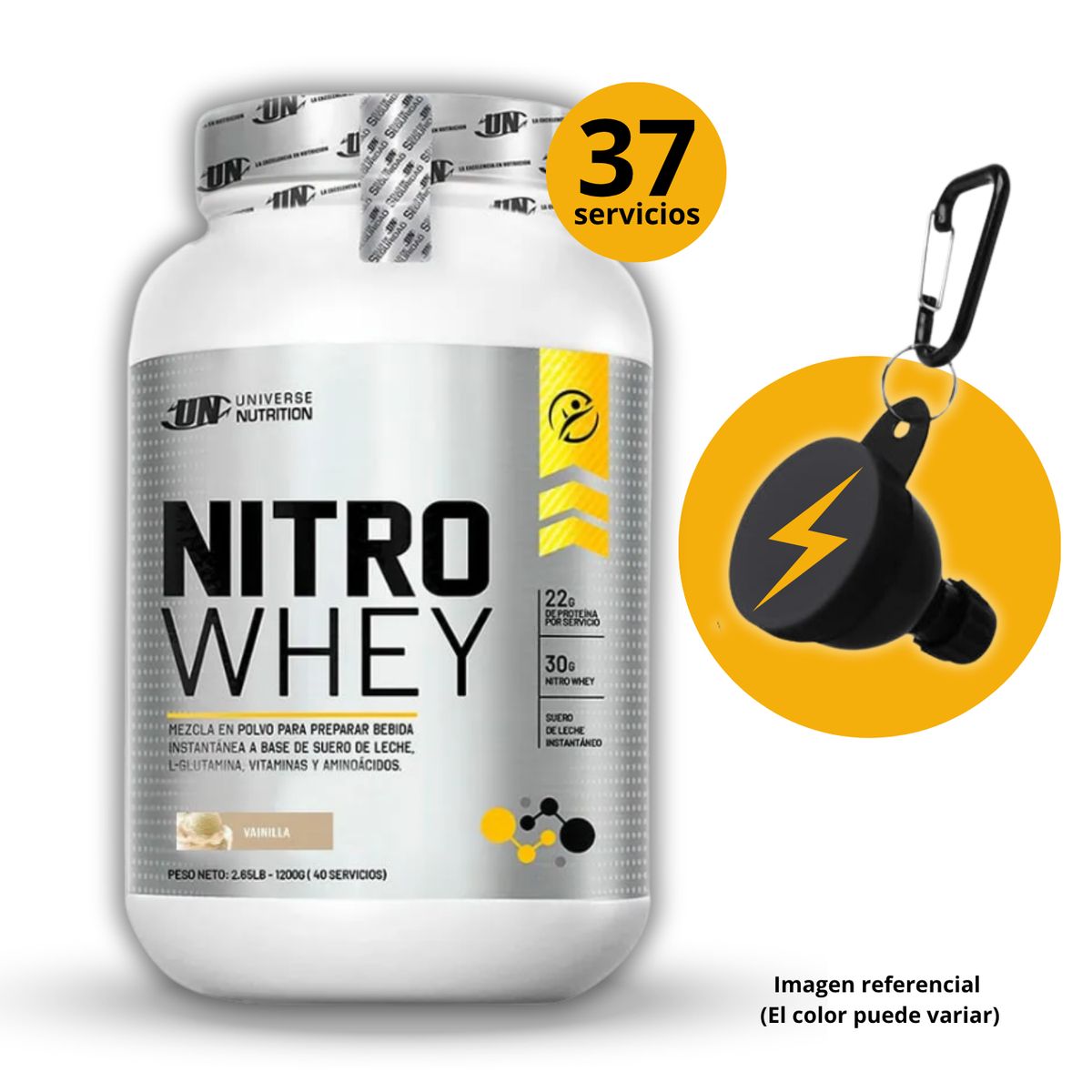 UNIVERSE NUTRITION - NITRO WHEY DE 1kg VAINILLA CON PORTASUPLES - PROTEÍNA WHEY
