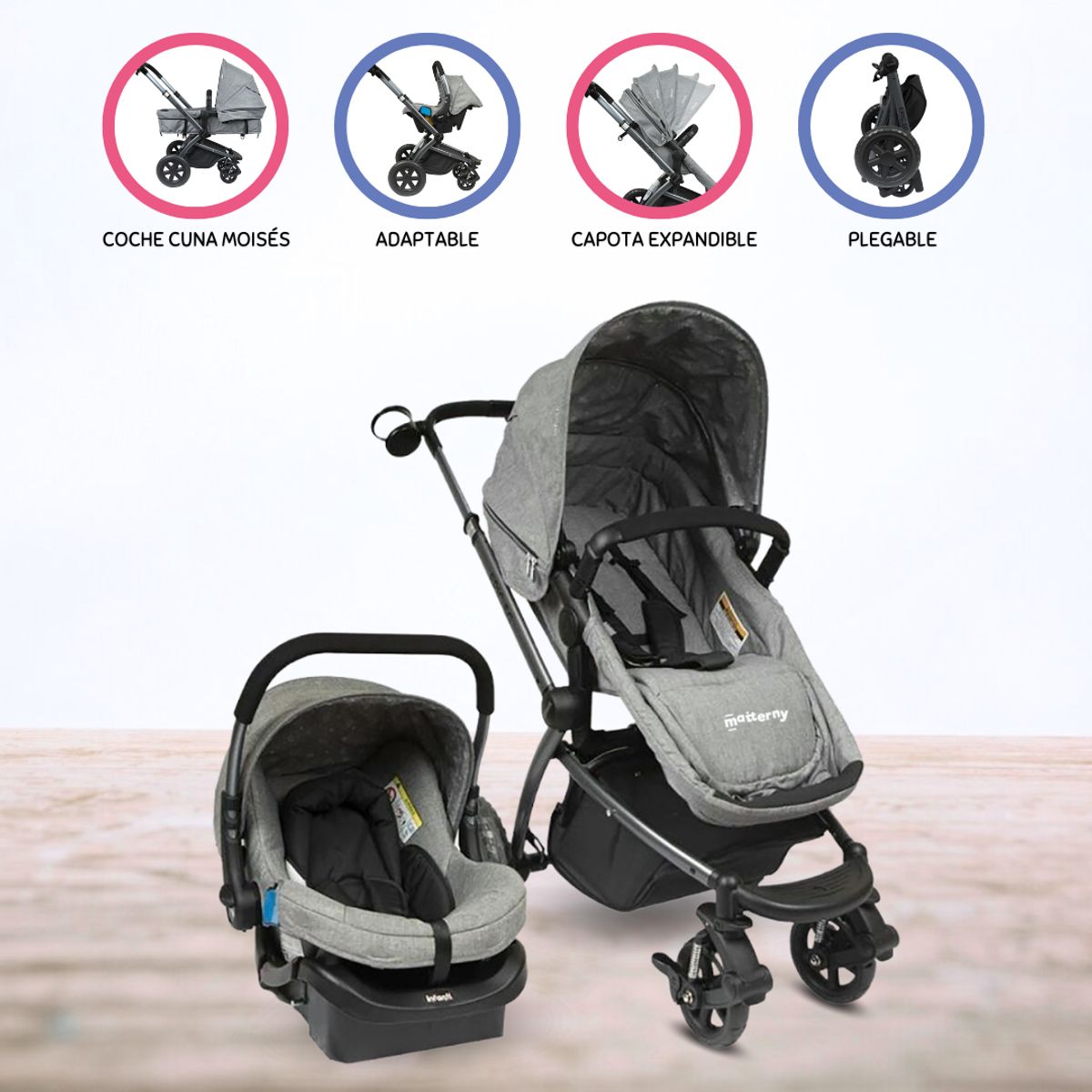 INFANTI - Coche Travel System para Bebé «EPIC 5G» Gray