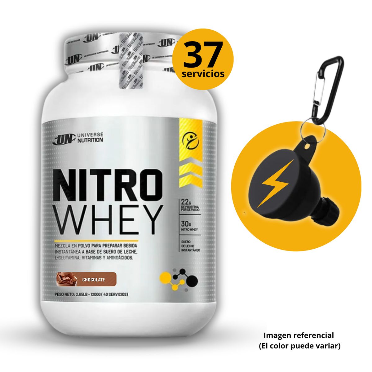 UNIVERSE NUTRITION - NITROWHEY DE 1kg CHOCOLATE CON PORTASUPLES - PROTEÍNA WHEY