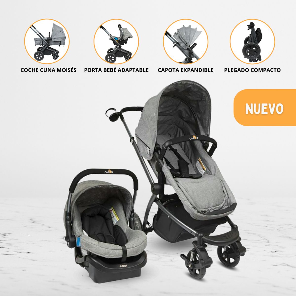 INFANTI - Coche Travel System para Bebé «EPIC 5G» Gray
