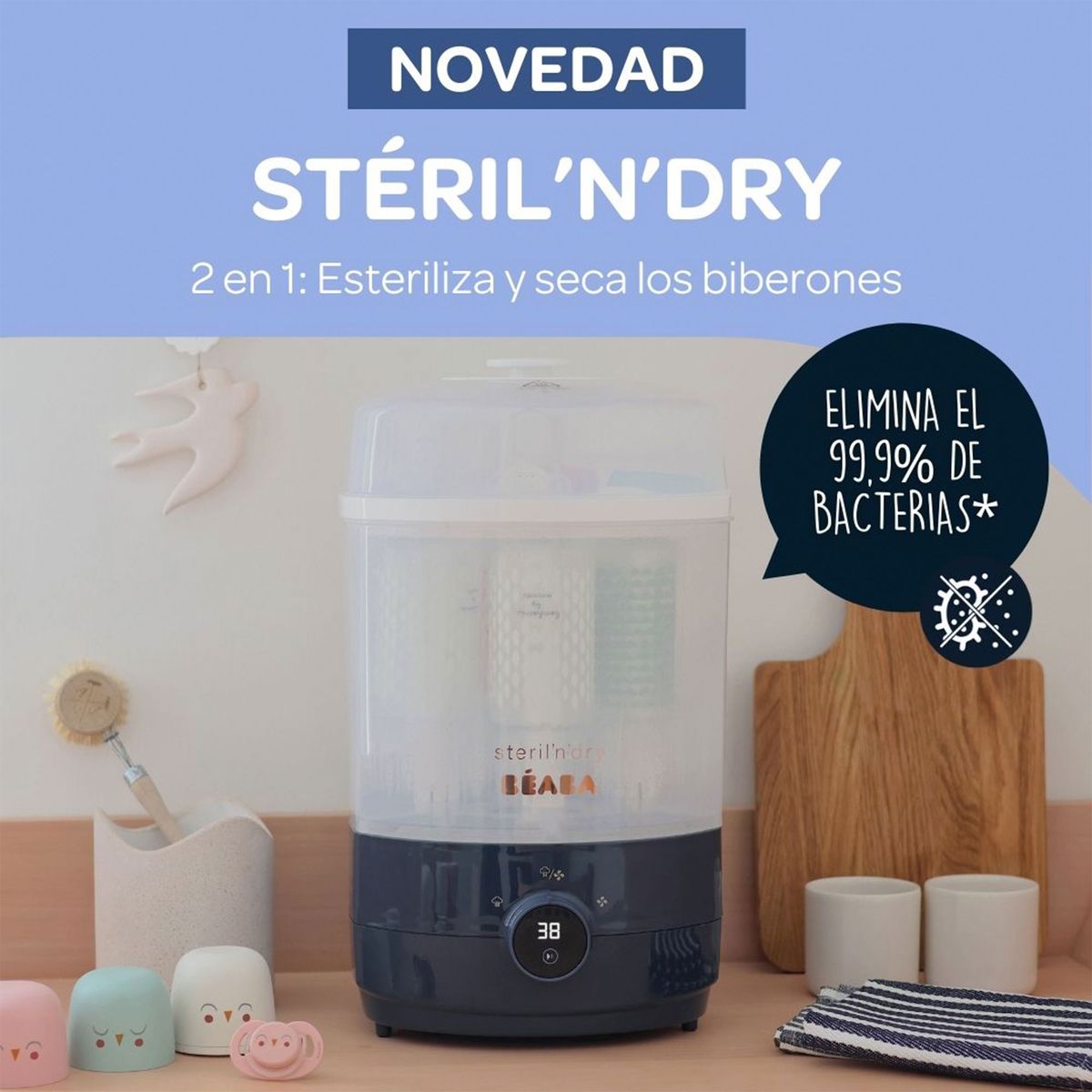 BEABA - ESTERILIZADOR SECADOR 2 EN 1 STERIL N DRY NIGHT BLUE BEABA