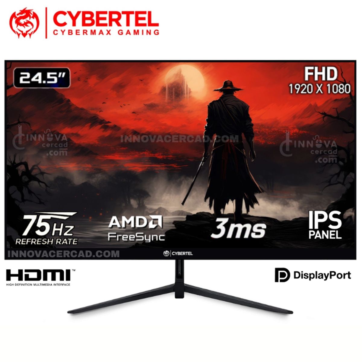 CYBERTEL - Monitor Gaming Cybertel de 24.5 Full HD IPS 75hz 3ms