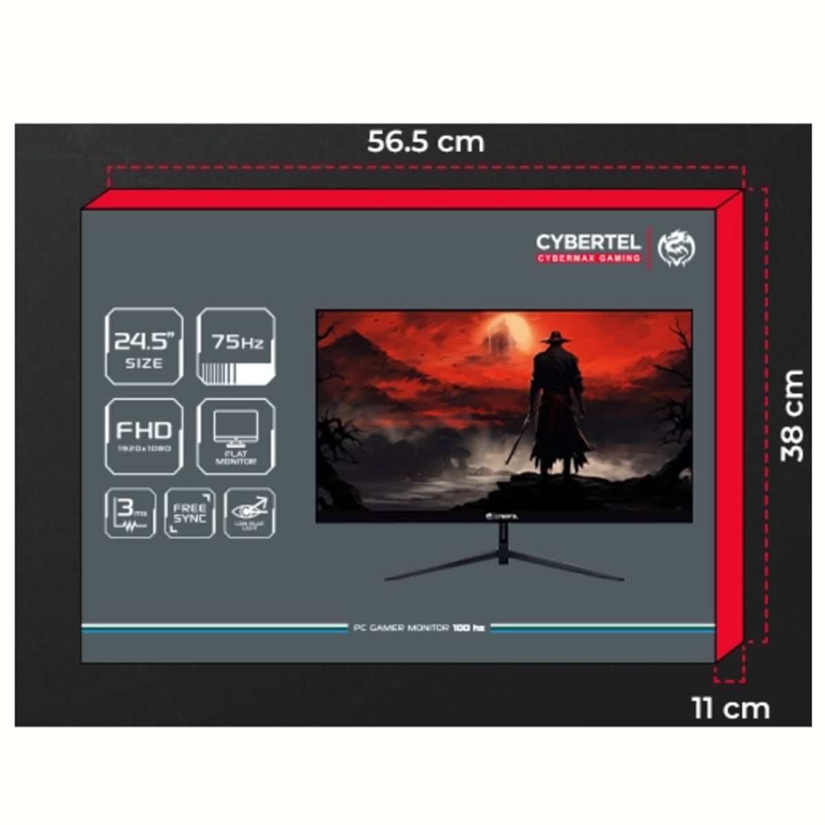 CYBERTEL - Monitor Gaming Cybertel de 24.5 Full HD IPS 75hz 3ms