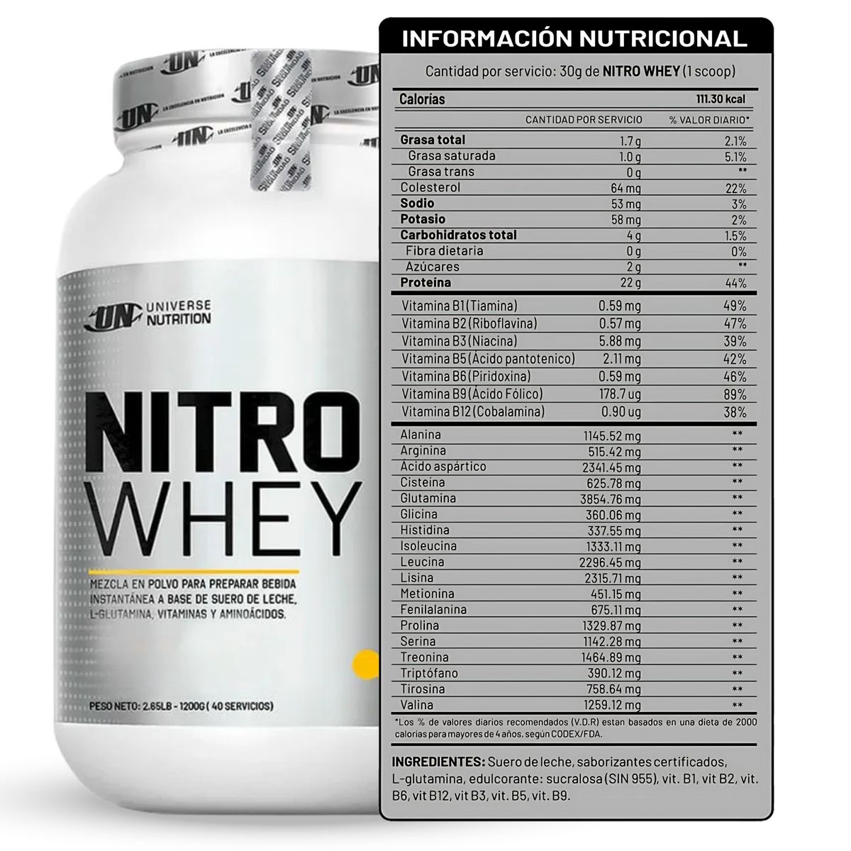 Universe Nutrition - NITROWHEY DE 1kg CHOCOLATE CON STRAPS - PROTEÍNA WHEY