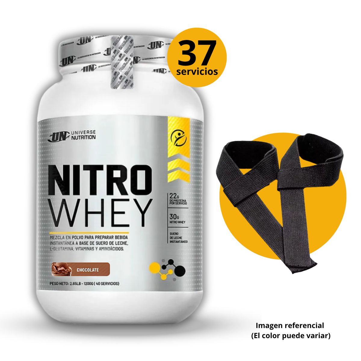 UNIVERSE NUTRITION - NITRO WHEY DE 1kg CHOCOLATE CON STRAPS - PROTEÍNA WHEY