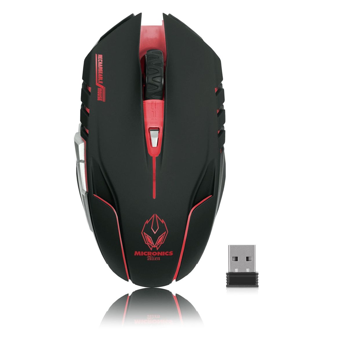 MICRONICS - Mouse Gamer LED InalámbricoRecargable 6B 1600DPI Micronics AlienM834WL