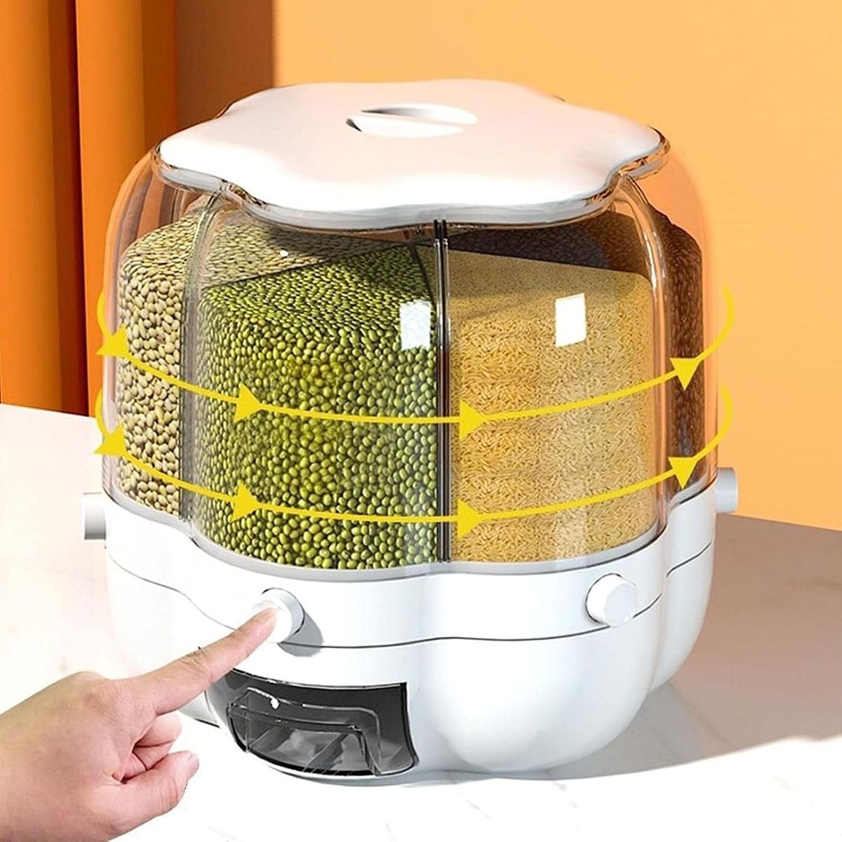 GENERICO - Contenedor Giratorio para Granos con 6 Compartimentos 6 Litros