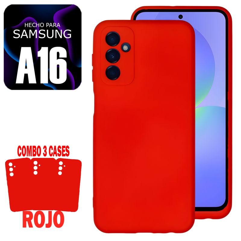 GENERICO - Combo Silicone Case Para Samsung A16 Rojo Con Marca