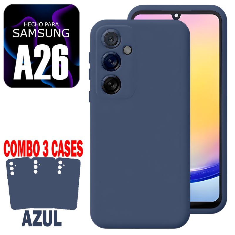 GENERICO - Combo Silicone Case Para Samsung A26 Azul Con Marca