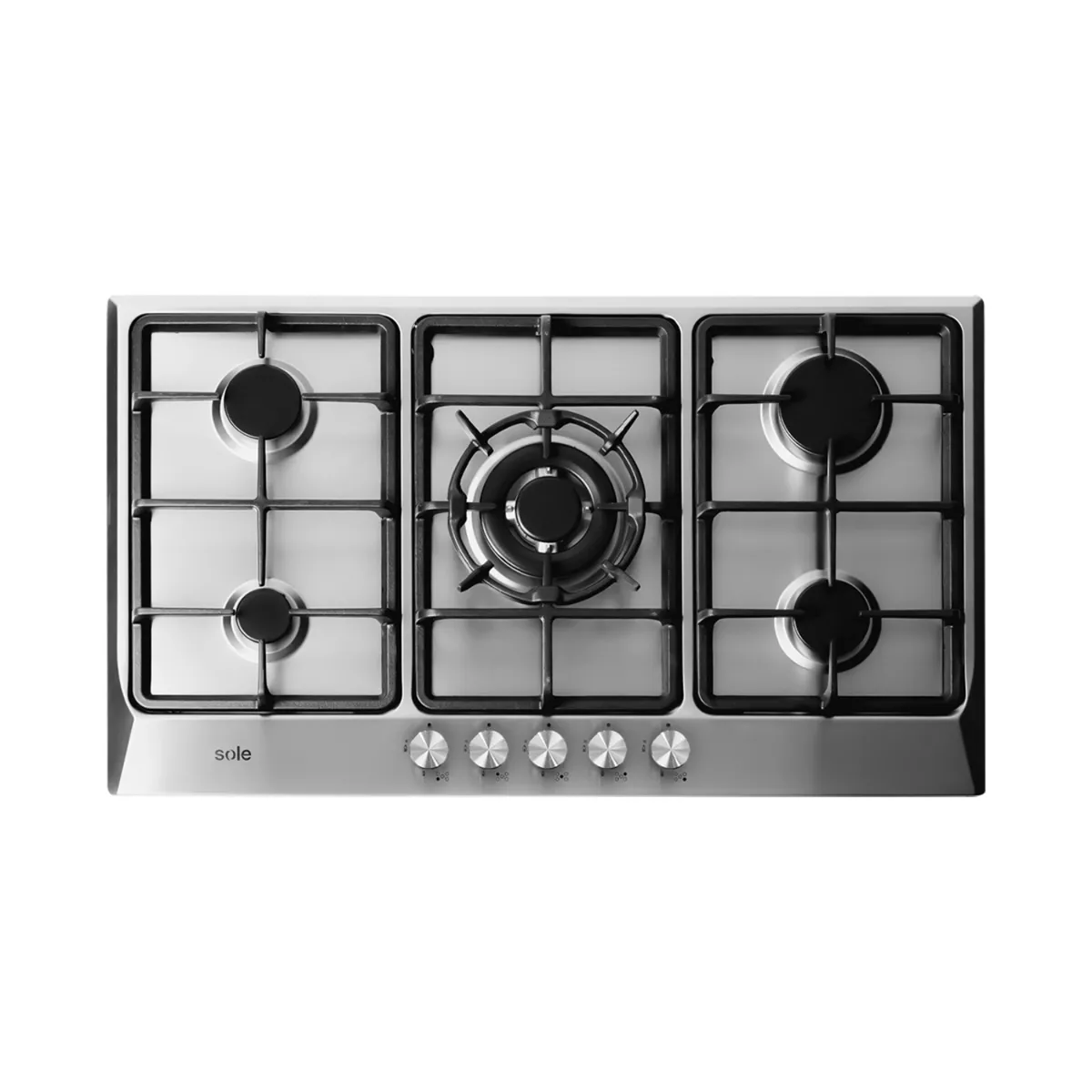 SOLE - Encimera Sole Acero Inoxidable 86 Cm 5 Hornillas