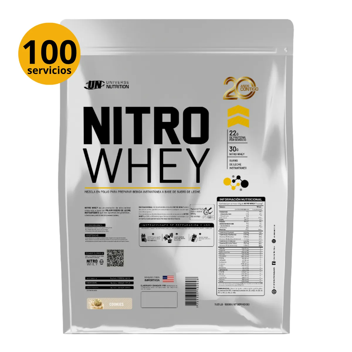 UNIVERSE NUTRITION - NITRO WHEY DE 3kg GALLETA - PROTEÍNA WHEY