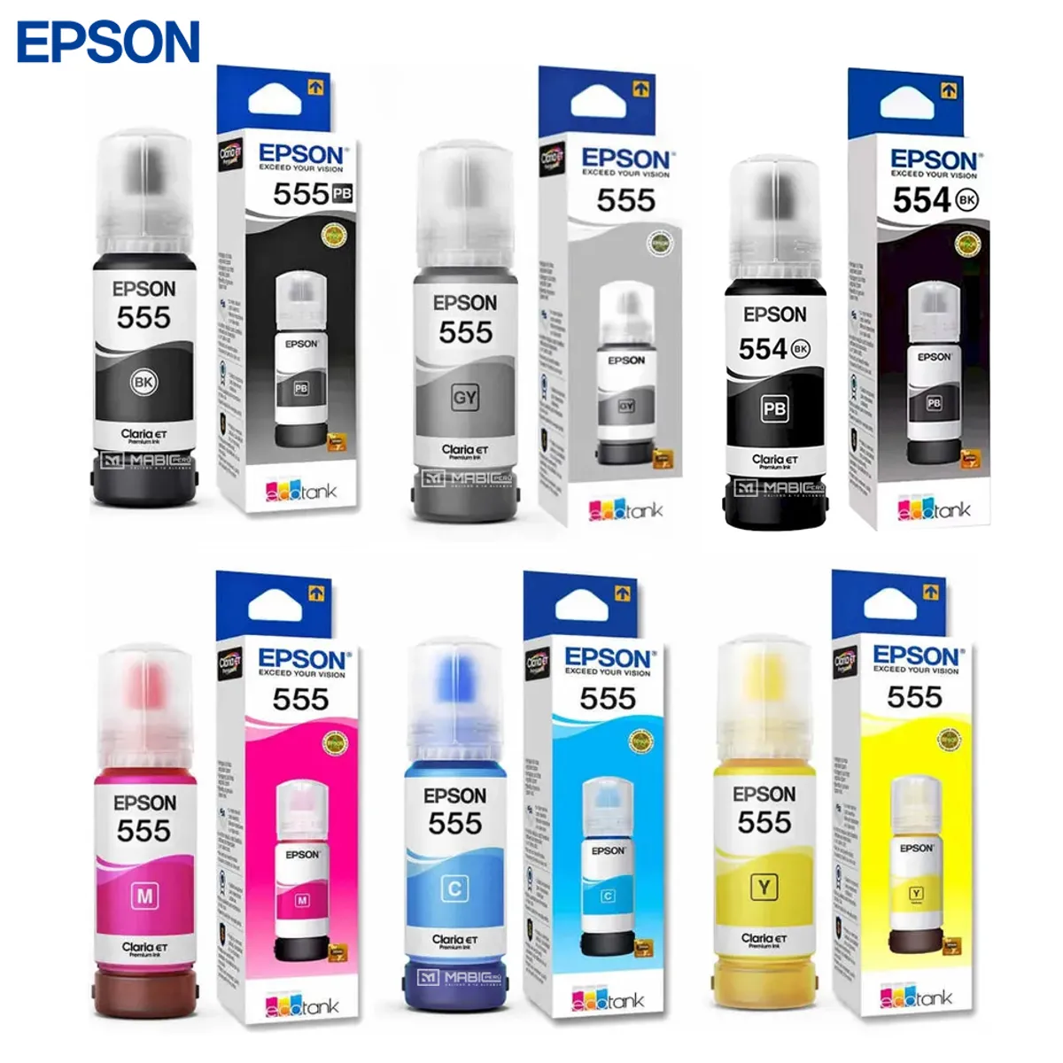 EPSON - Kit 6 colores Tinta Epson T555 T554 Para L8160, L8180 - 70ml