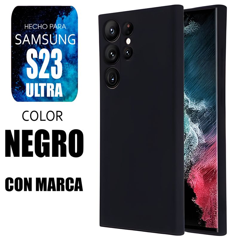 GENERICO - Silicone Case Para Samsung S23 Ultra Negro Con Marca