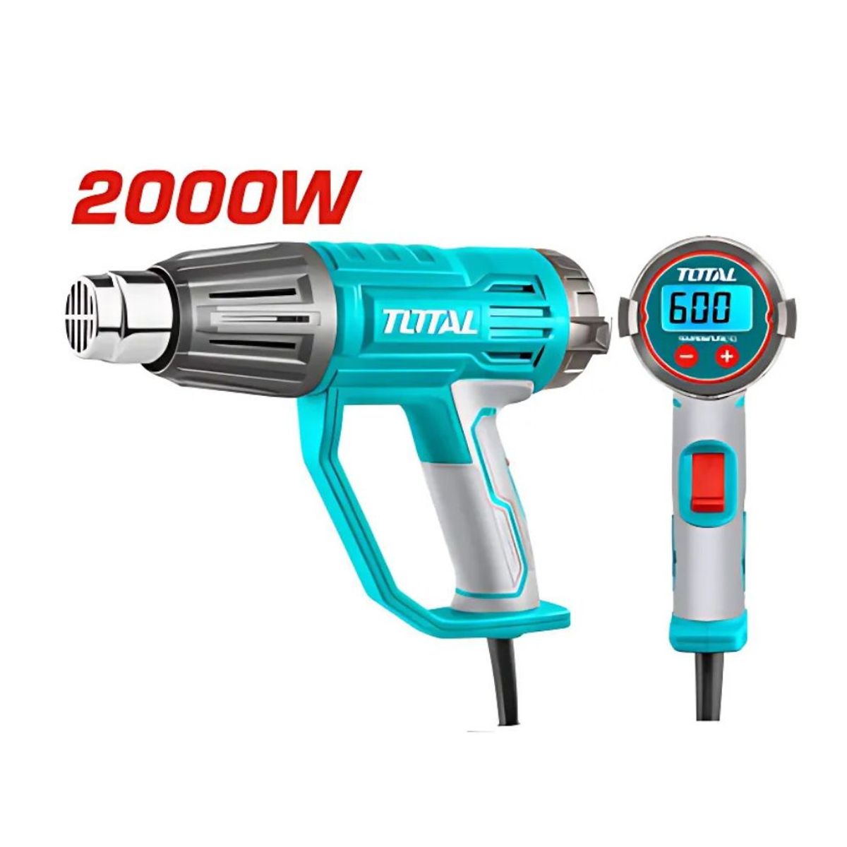 TOTAL TOOLS - Pistola de Calor 2000W 50-600c LCD y Accesorios Industrial
