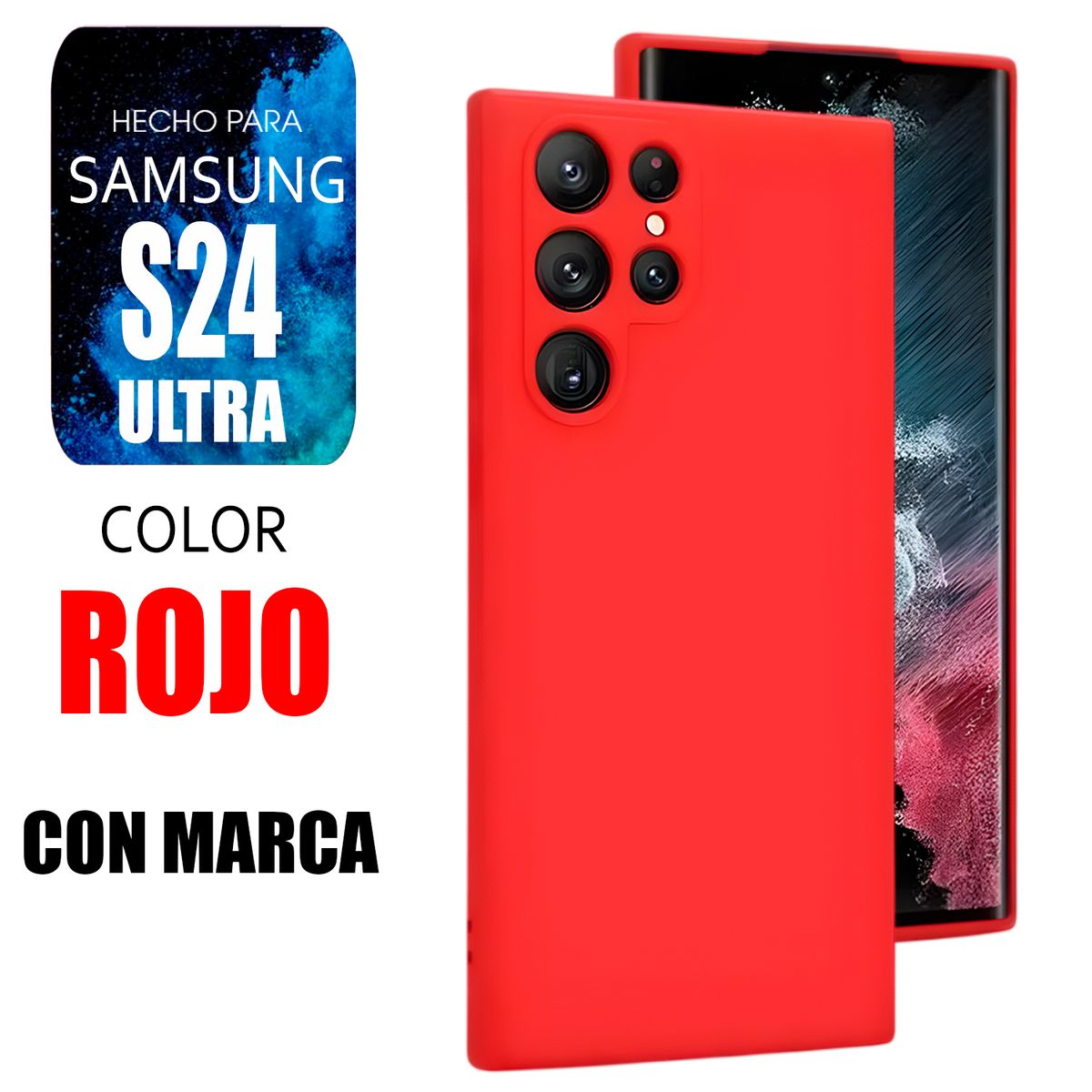 GENERICO - Silicone Case Para Samsung S24 Ultra Rojo Con Marca