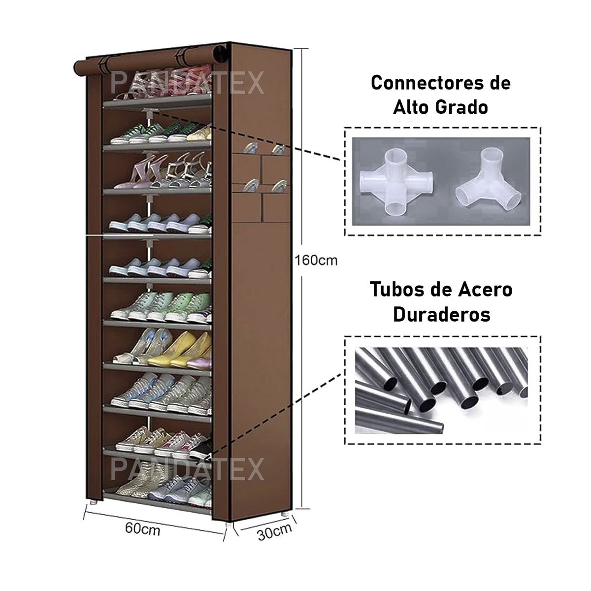 SM - ORGANIZADOR DE ZAPATOS 9 NIVELES COLOR MARRON