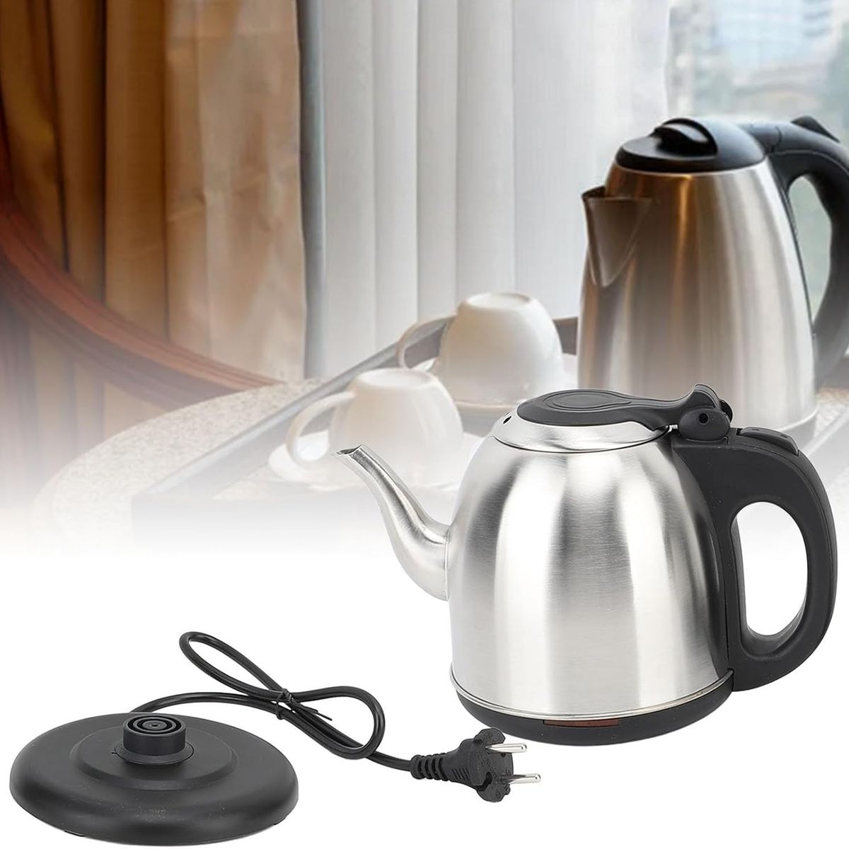 OEM - Hervidor De Agua Eléctrico 1200mL 1350W Retro De Acero Inoxidable