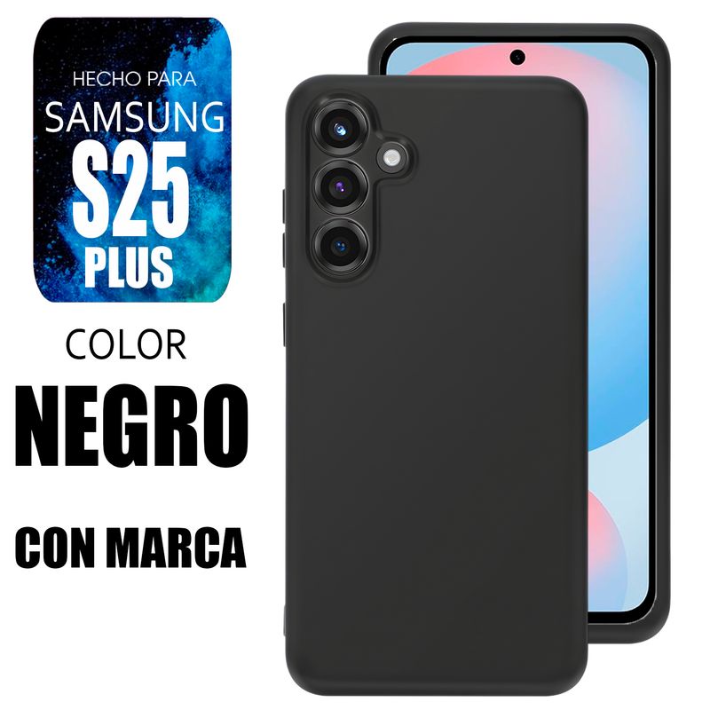 GENERICO - Silicone Case Para Samsung S25 Plus Negro Con Marca