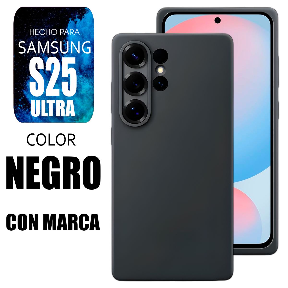 GENERICO - Silicone Case Para Samsung S25 Ultra Negro Con Marca