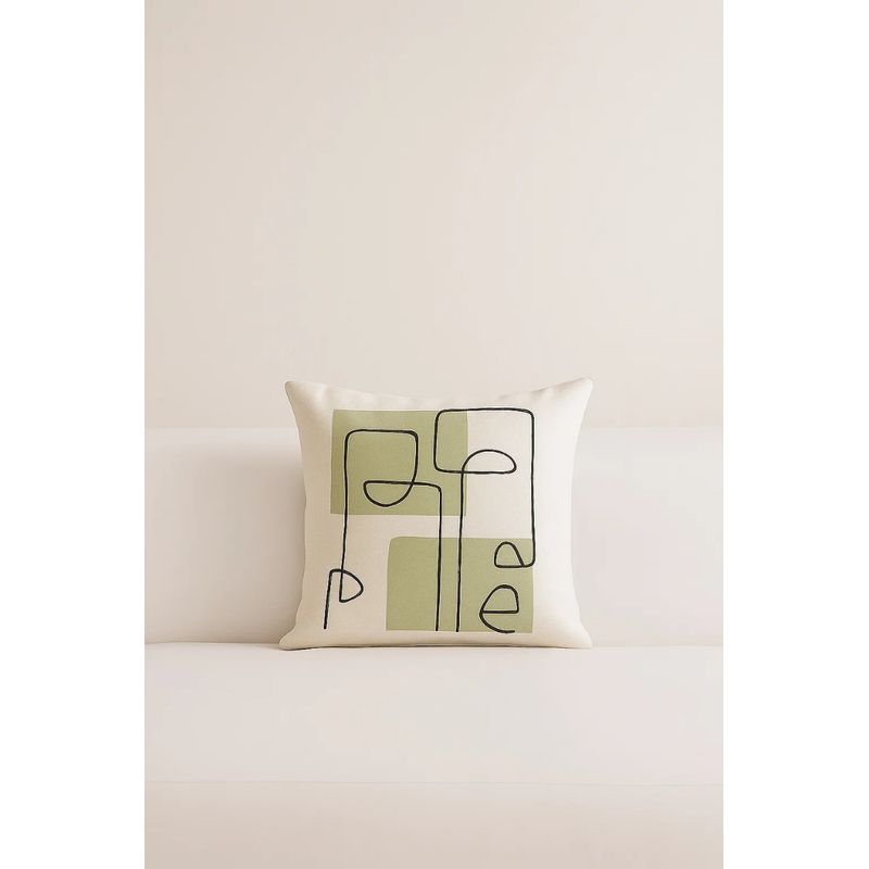 GENERICO - Cojin Zara Almohadas Minimalista Silueta Abstracta Verde 40x40 cm