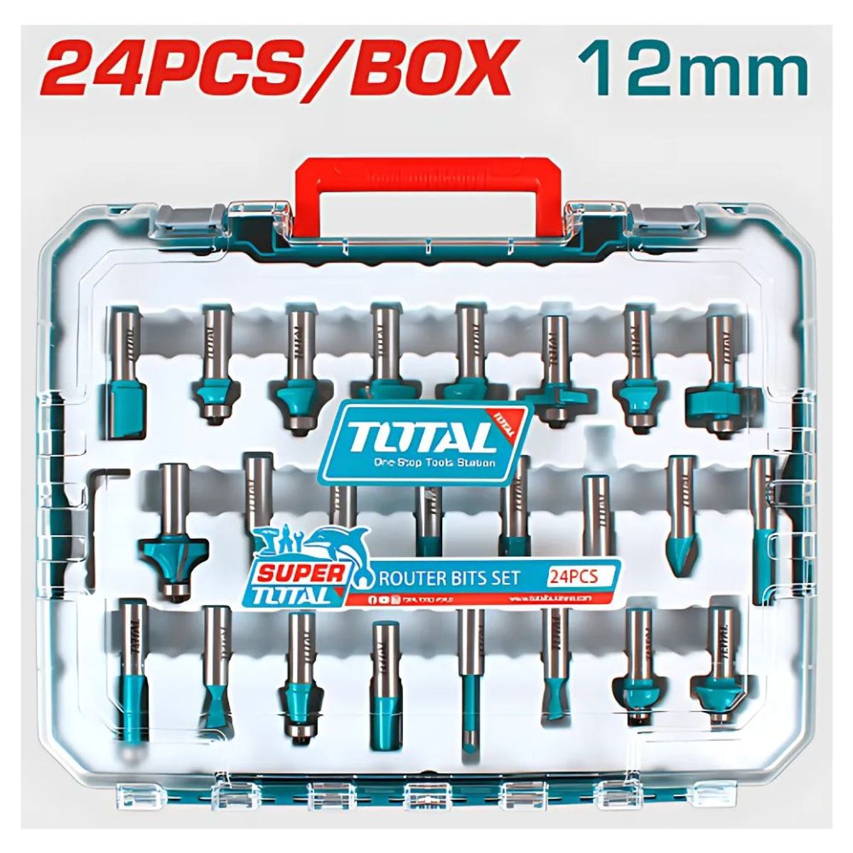 TOTAL TOOLS - Set de Puntas para Ruteadora 12MM 24PCS Industrial