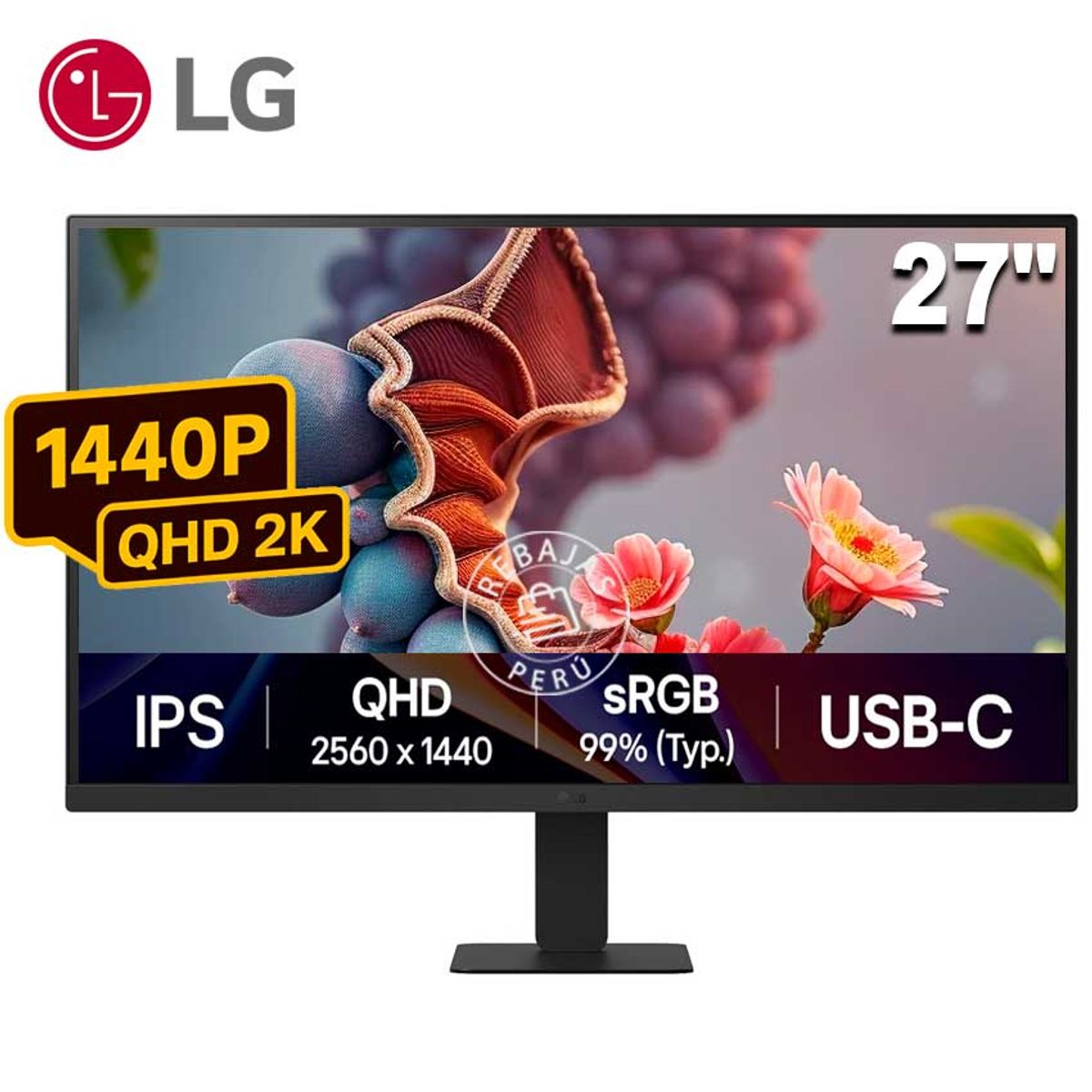 LG - Monitor LG 27U631A-B 27” IPS QHD 100Hz con HDR10 FreeSync y USB-C 15W