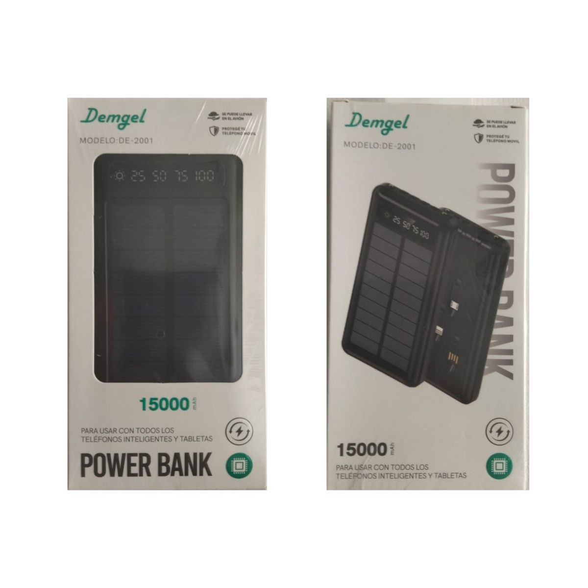 OEM - Batería Portátil Demgel 15000 mAh con Panel Solar