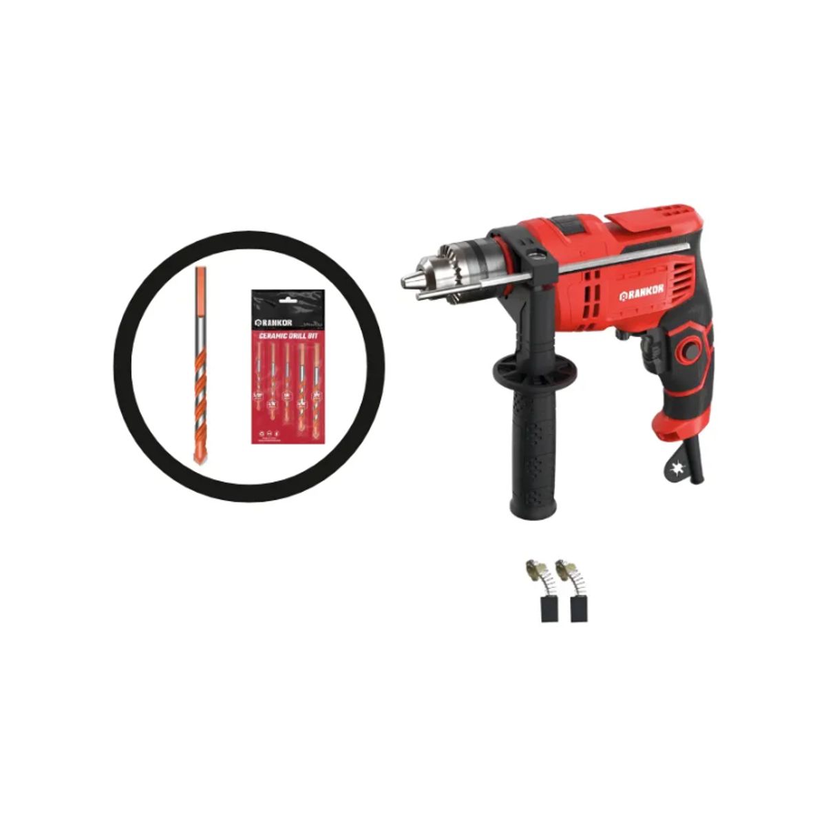 RANKOR - Taladro Eléctrico De 12 Rankor Con 750w + Brocas Cerámico