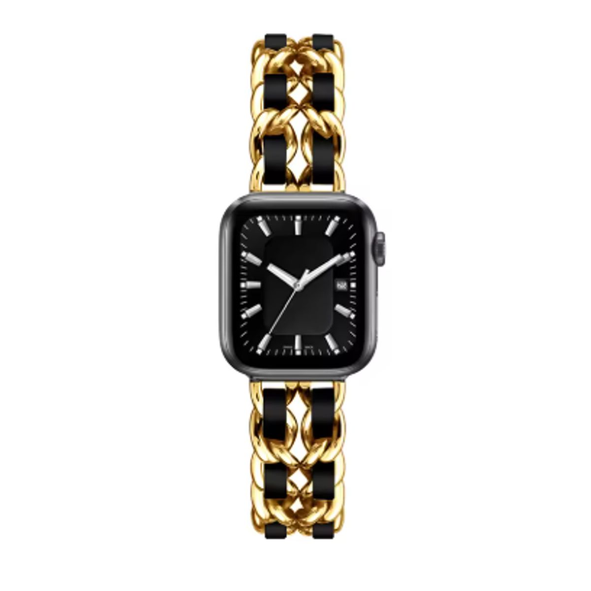 GENERICO - Correa Cuero y Acero para Apple Watch 44mm  ORO-NEGRO