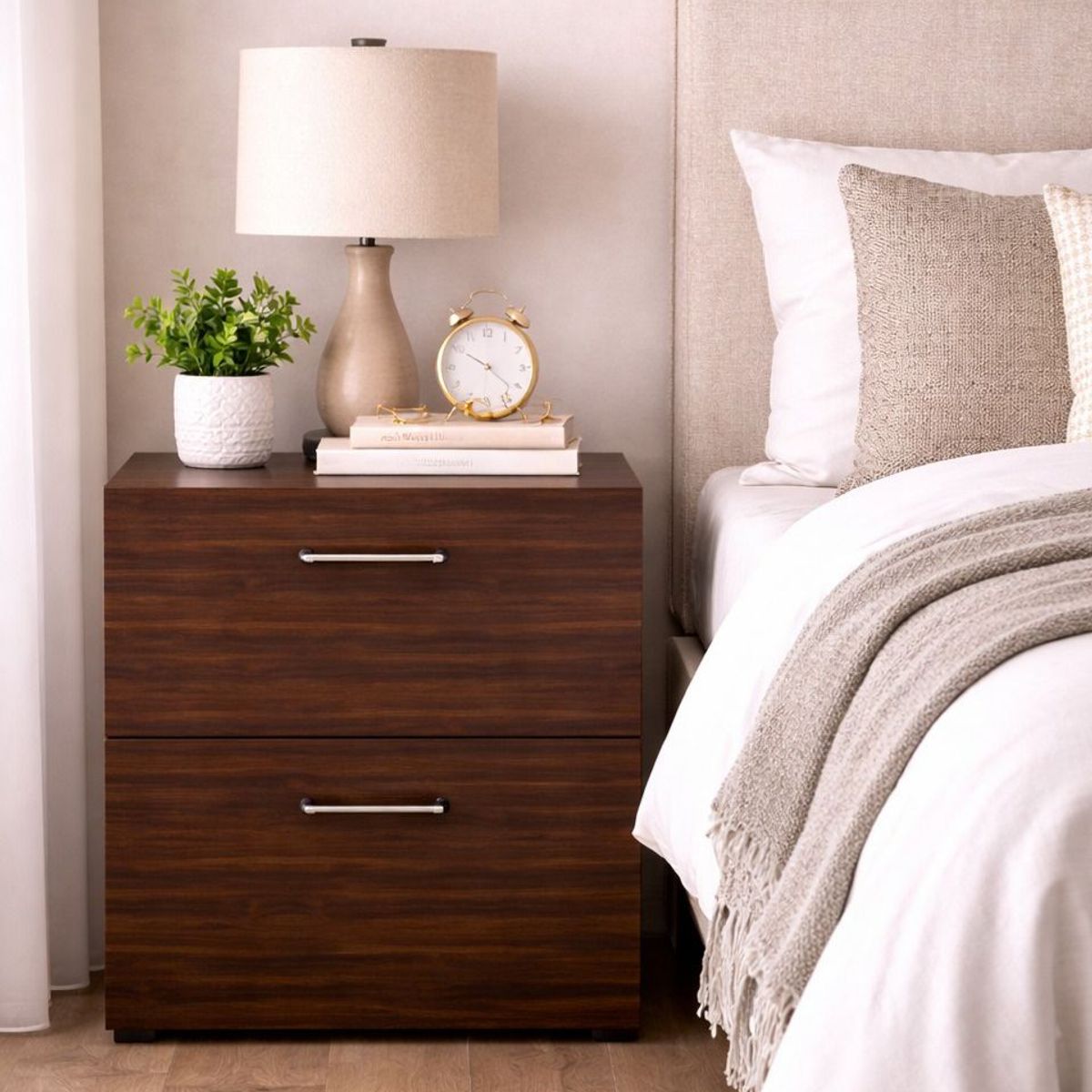 GENERICO - MESA DE NOCHE CON CAJONES - MED BROWN