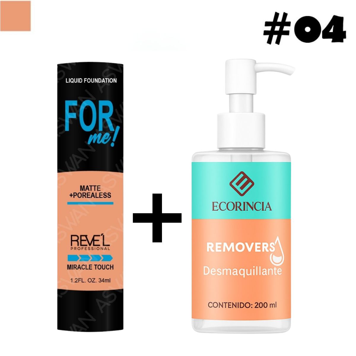 GENERICO - Pack Fundation Matte For Me 04 REVEL + Removedor 200 ml