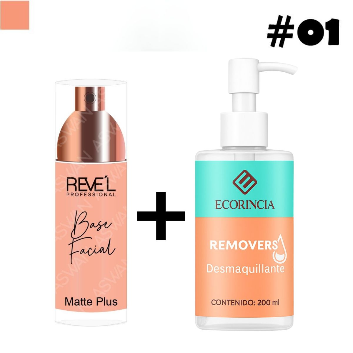GENERICO - Pack Base Facial Matte Plus 01 REVEL + Removedor 200 ml