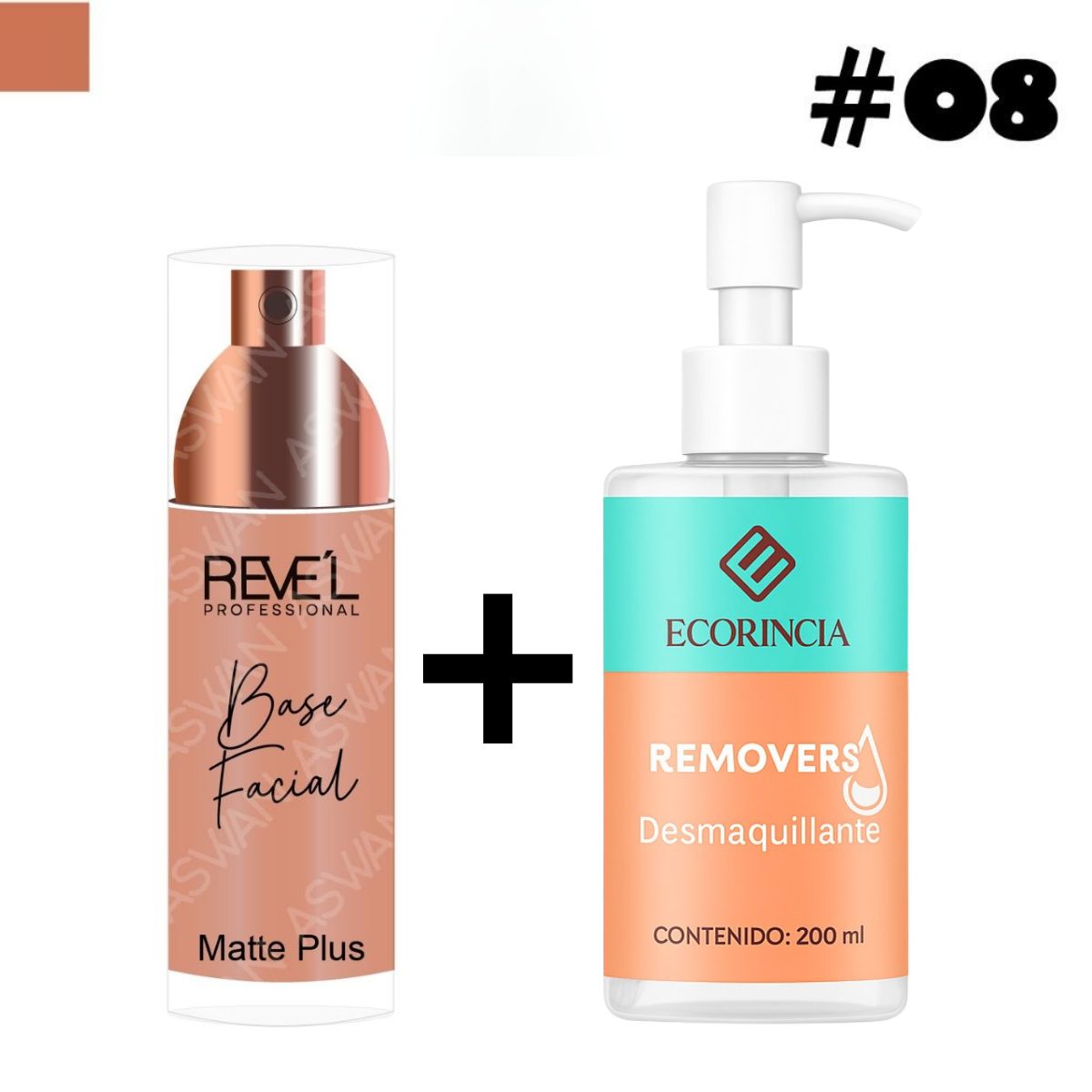 GENERICO - Pack Base Facial Matte Plus 08 REVEL + Removedor 200 ml