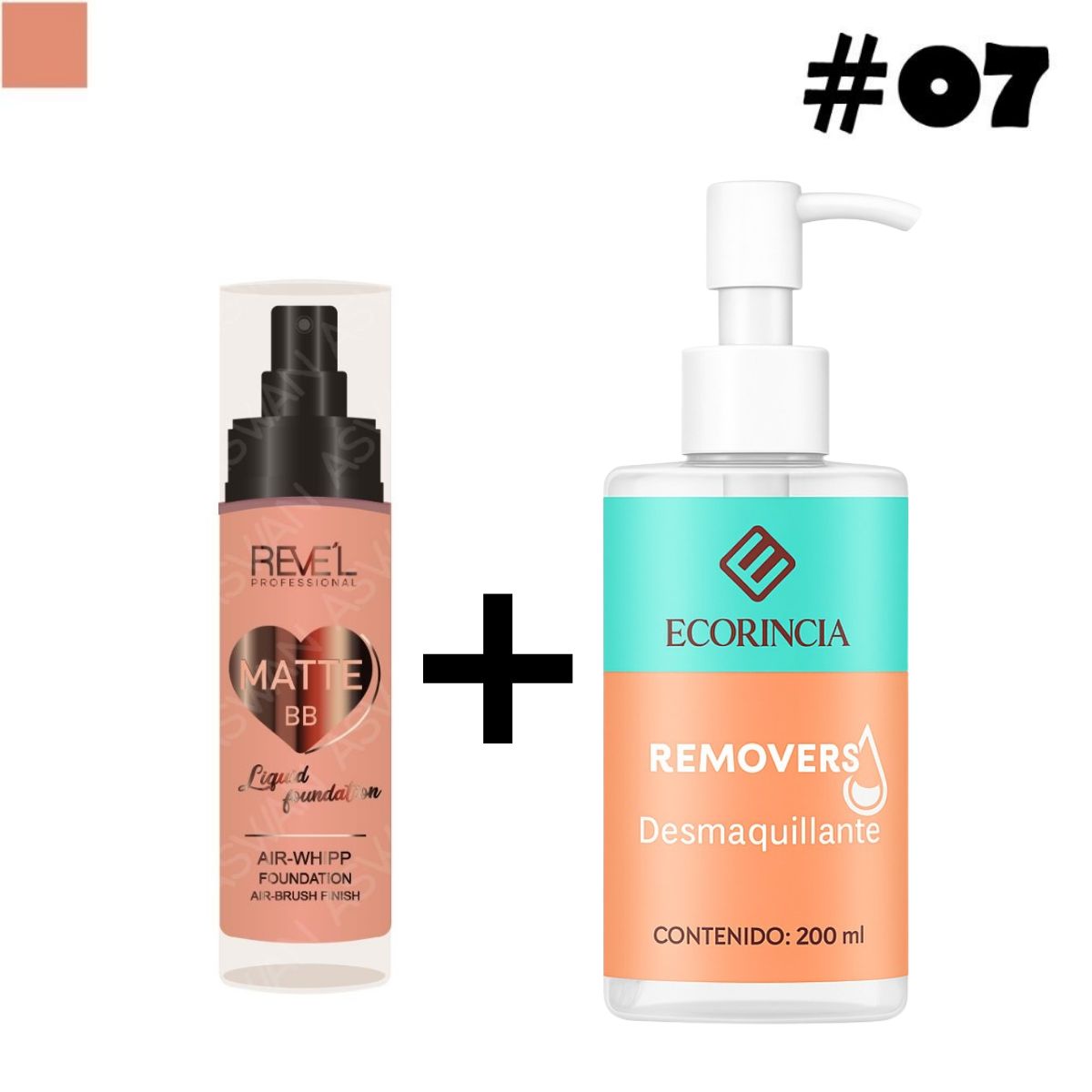 GENERICO - Pack Fundation Matte BB Liquid 07 REVEL + Removedor 200ml