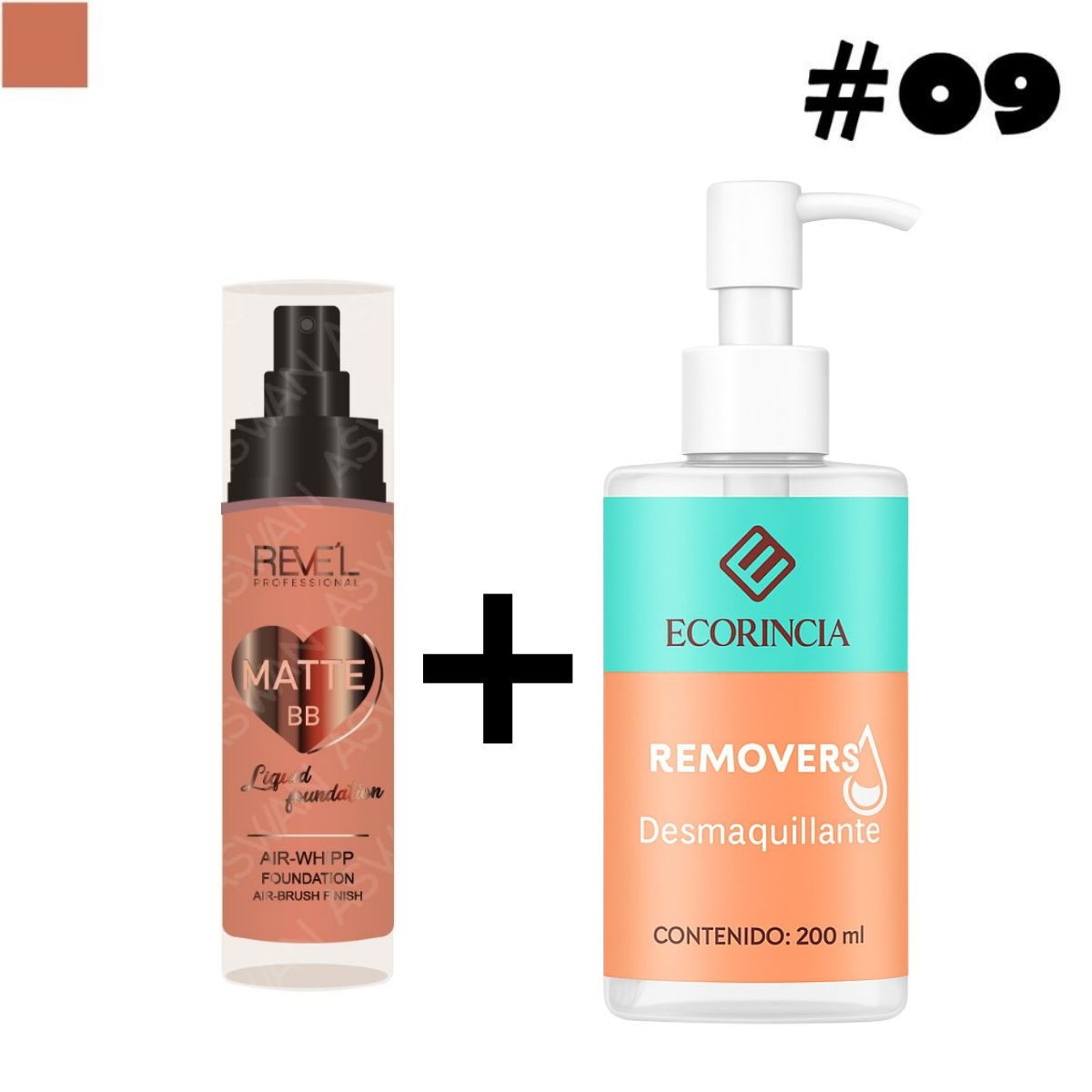 GENERICO - Pack Fundation Matte BB Liquid 09 REVEL + Removedor 200ml