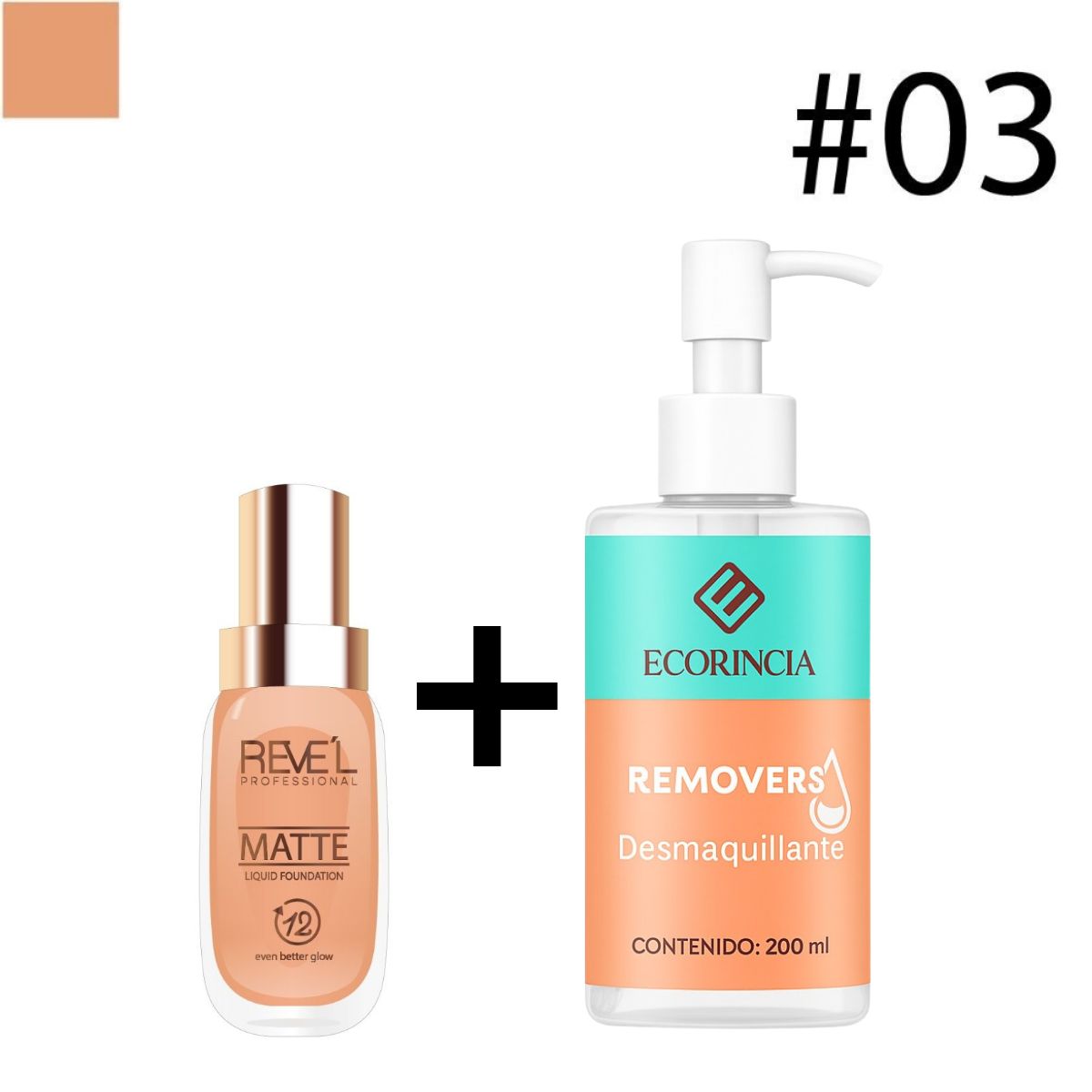 GENERICO - Pack Liquid Foundation Matte 03 REVEL + Removedor 200 ml
