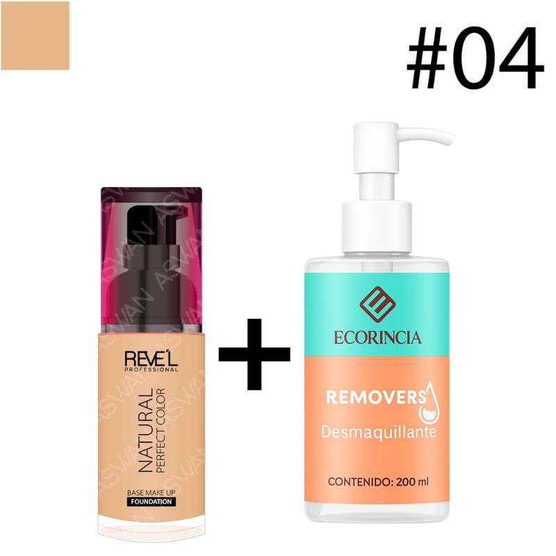 GENERICO - Pack Base Natural Perfect Color 04 REVEL + Removedor 200 ml