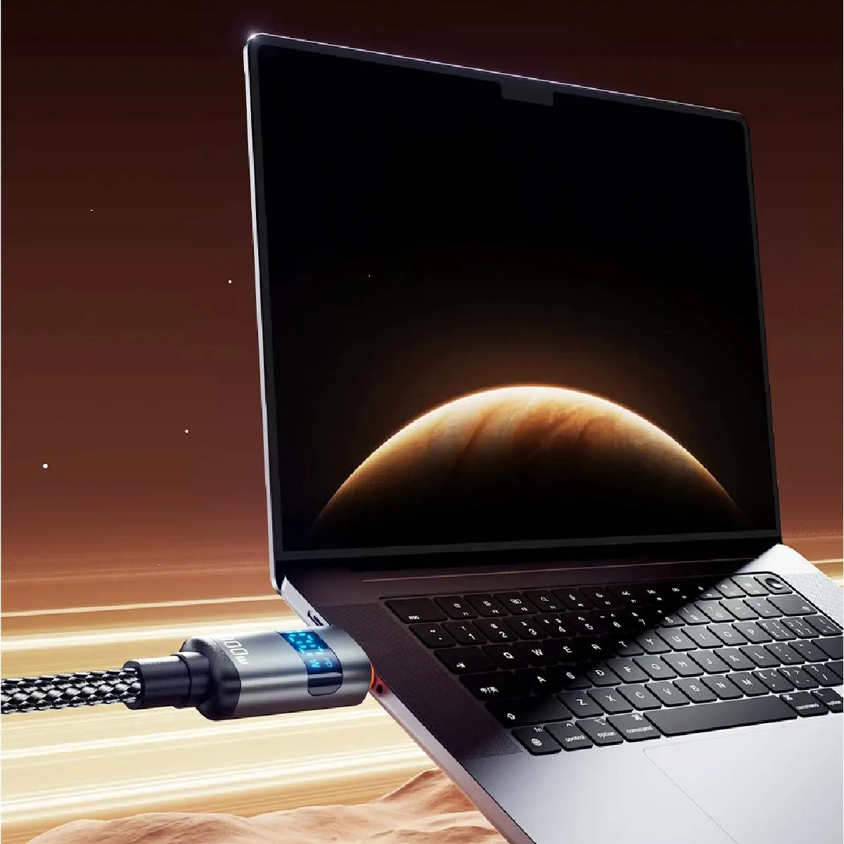 ESSAGER - Cable de Carga Rápida Con Pantalla  5A 100W Tipo-C a Tipo-C Essager