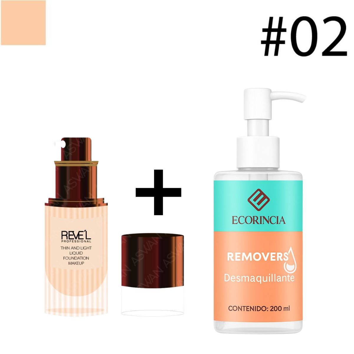 GENERICO - Pack Foundation Liquid 02 REVEL + Removedor Ecorincia 200 ml