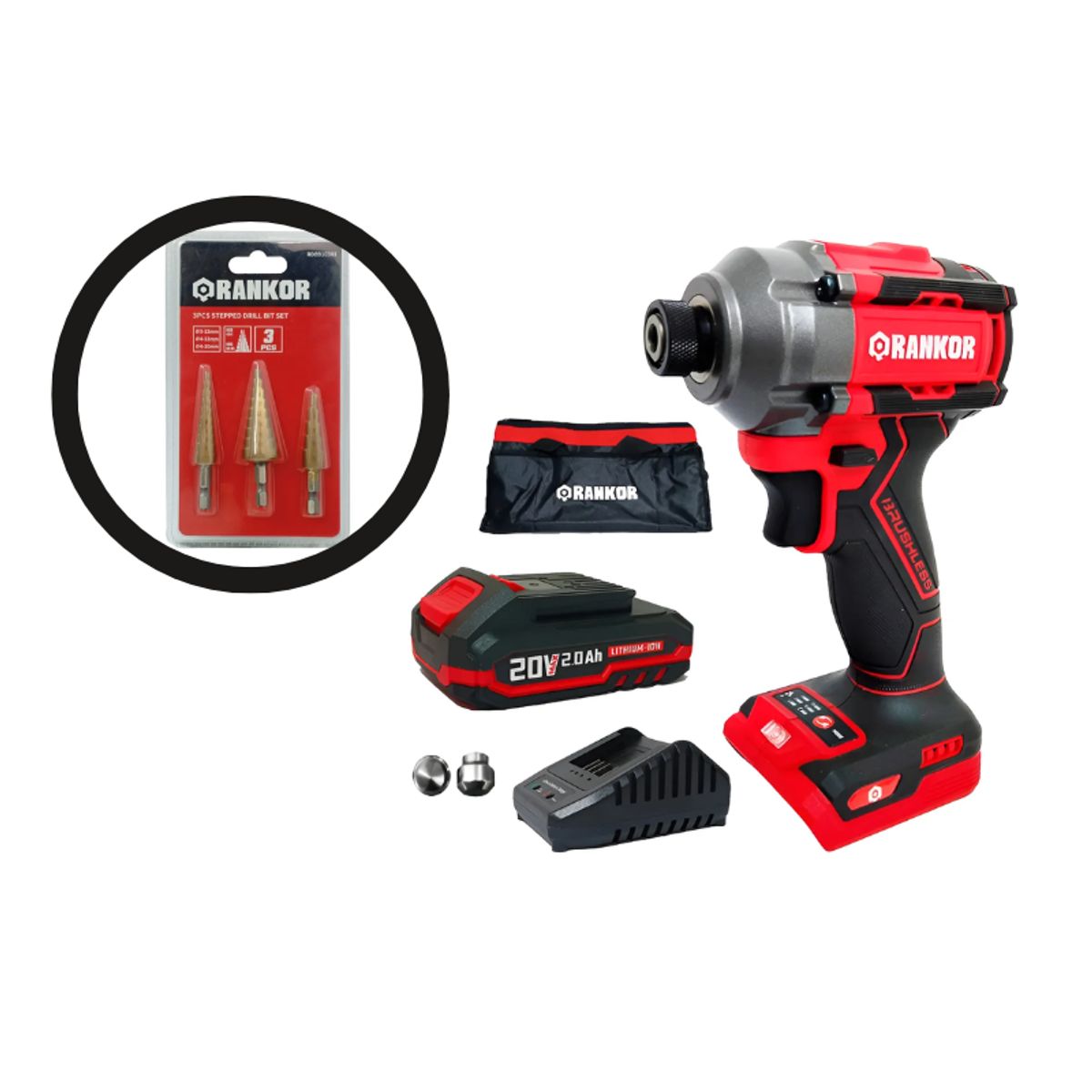 RANKOR - Atornillador De Impacto 20v 14 Rankor 260nm+brocas Escalo