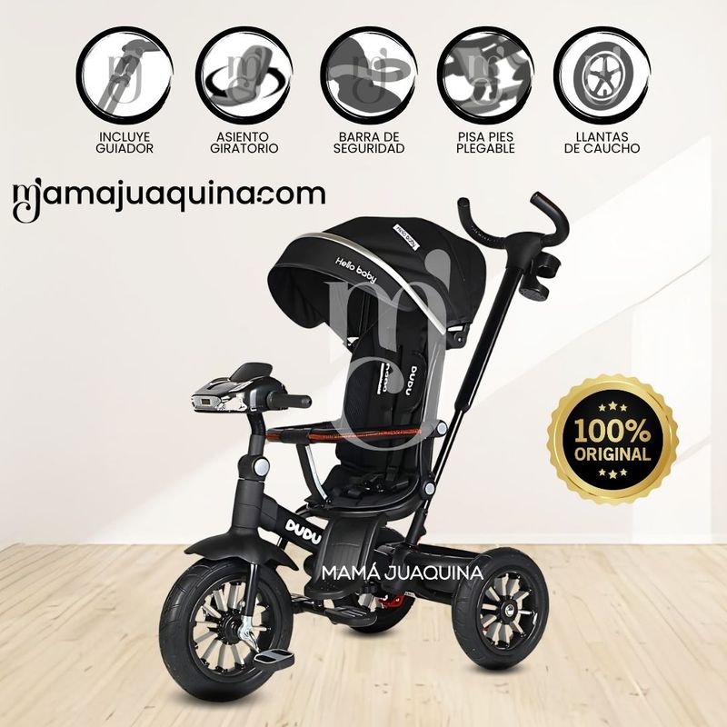 BABY - Triciclo Guiador Musical «DUDU» Black
