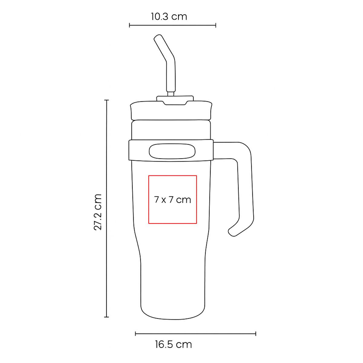 GENERICO - Vaso Térmico 900ml con Asa Bombilla y Tapa Antiderrame Negro