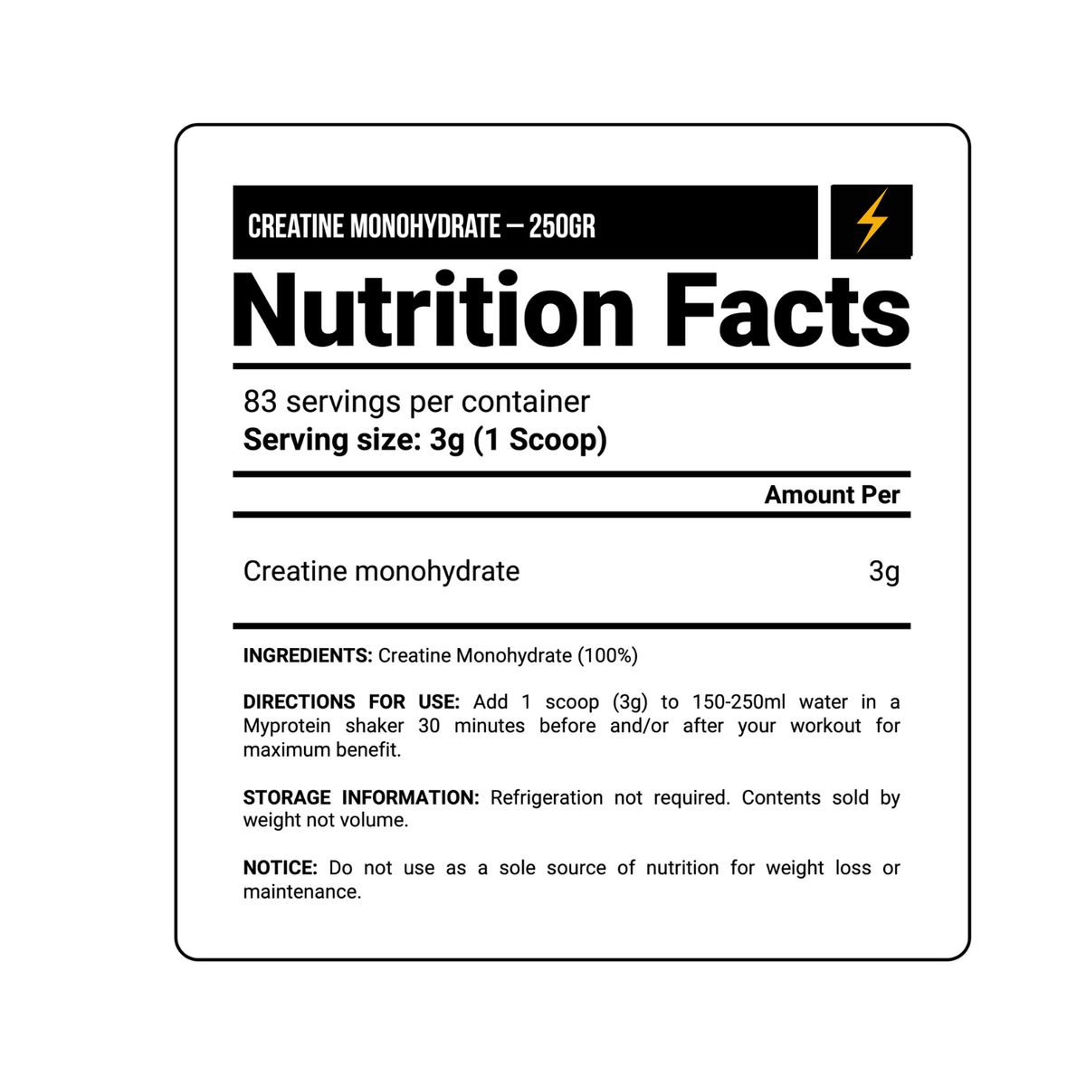 MYPROTEIN - CREATINA MY PROTEIN DE 250gr CON PORTASUPLEMENTOS - CREATINA MONOHIDRATADA