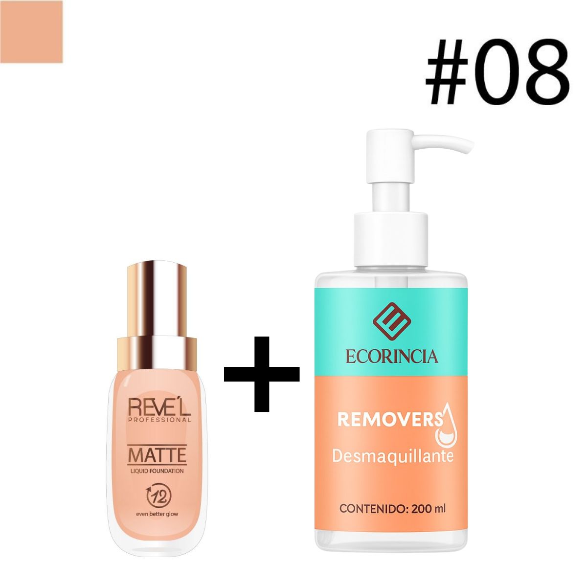 GENERICO - Pack Liquid Foundation Matte 08 REVEL + Removedor 200 ml