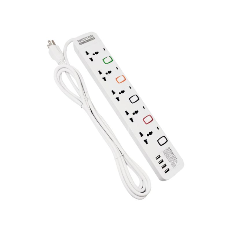 WESTOR - Supresor de Picos 5 Salidas + 4 Puertos USB WT-295USB WESTOR