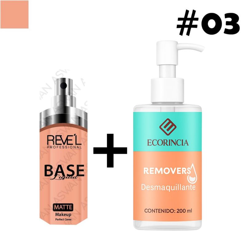 GENERICO - Pack Foundation Liquid Matte 03 REVEL + Removedor 200 ml