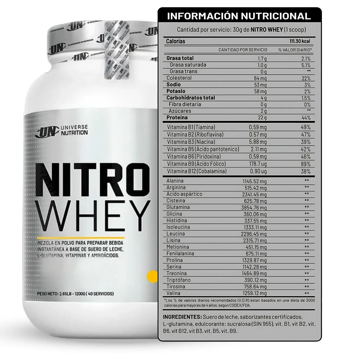 UNIVERSE NUTRITION - NITROWHEY DE 3kg CHOCOLATE CON STRAPS - PROTEÍNA WHEY