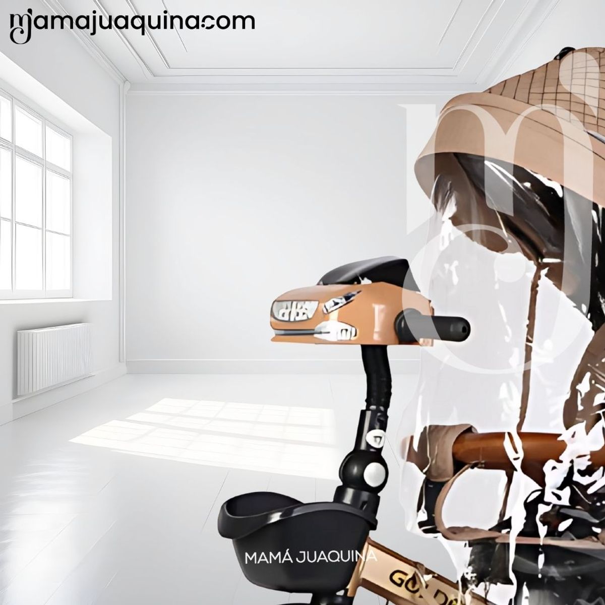 VOYAGE - Triciclo Guiador 3 En 1 «GOLDEN PRIME» con Bluetooth Beige